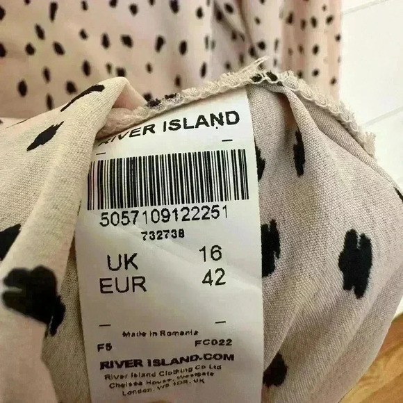 RIVER ISLAND Cream & Black Spotted Peplum Top Size 16 UK (Large US) - Picture 6 of 11